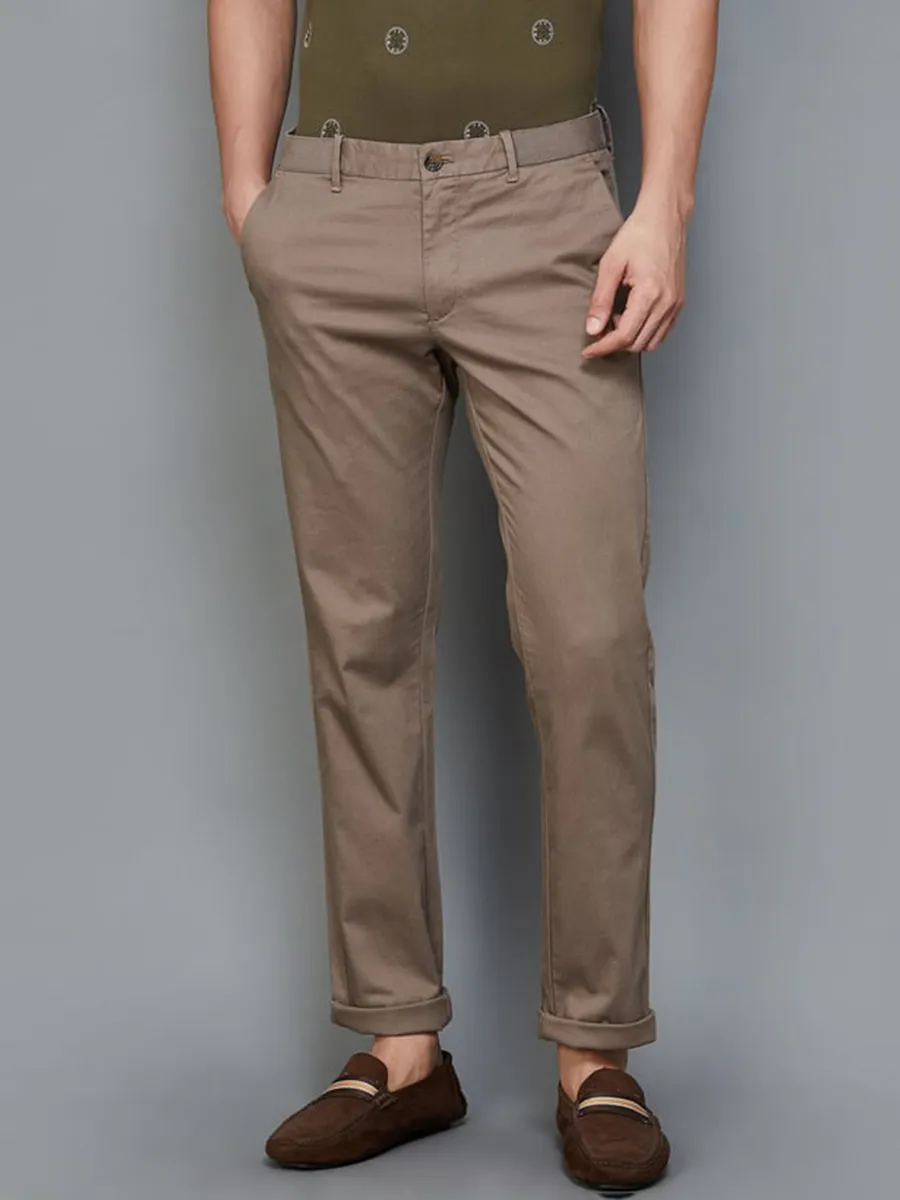 Indian Terrain brown brooklyn fit cotton trouser-G3-MCT0835