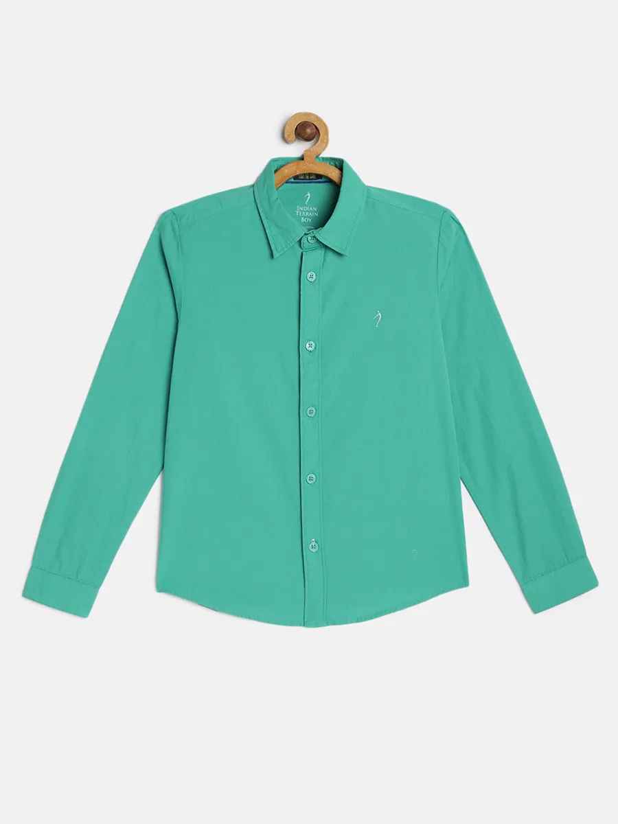 Indian Terrain casual wear green solid shirt