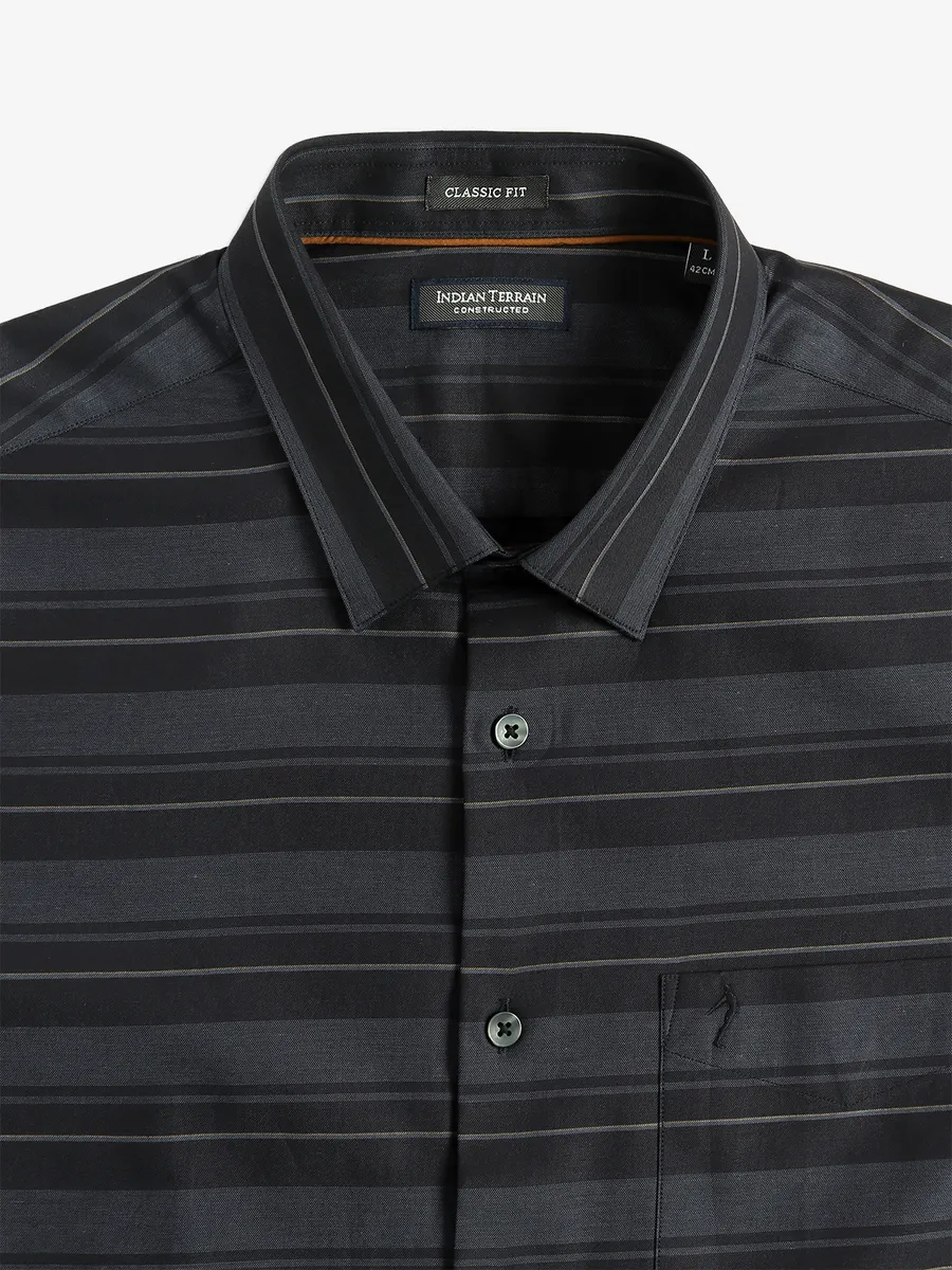 INDIAN TERRAIN cotton black stripe shirt