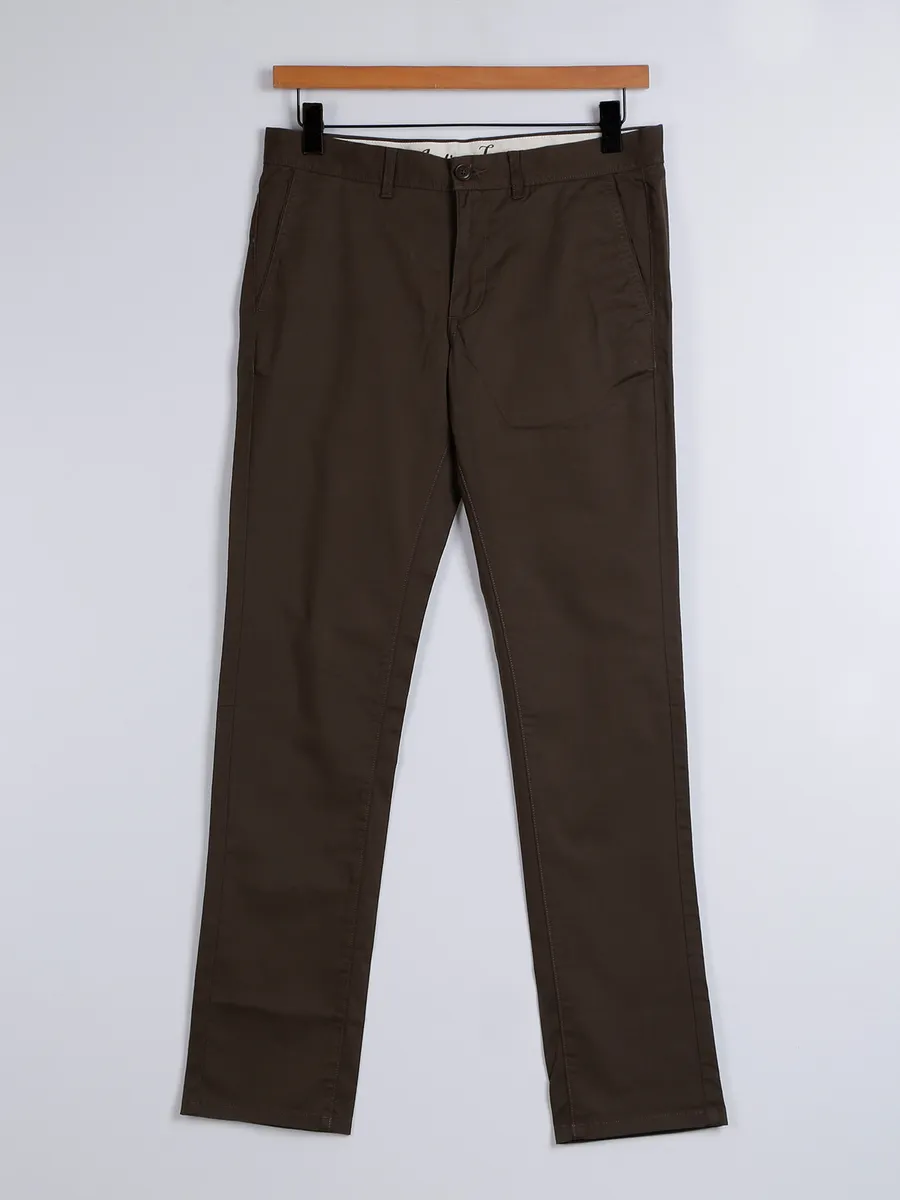 Indian Terrain cotton dark brown solid trouser