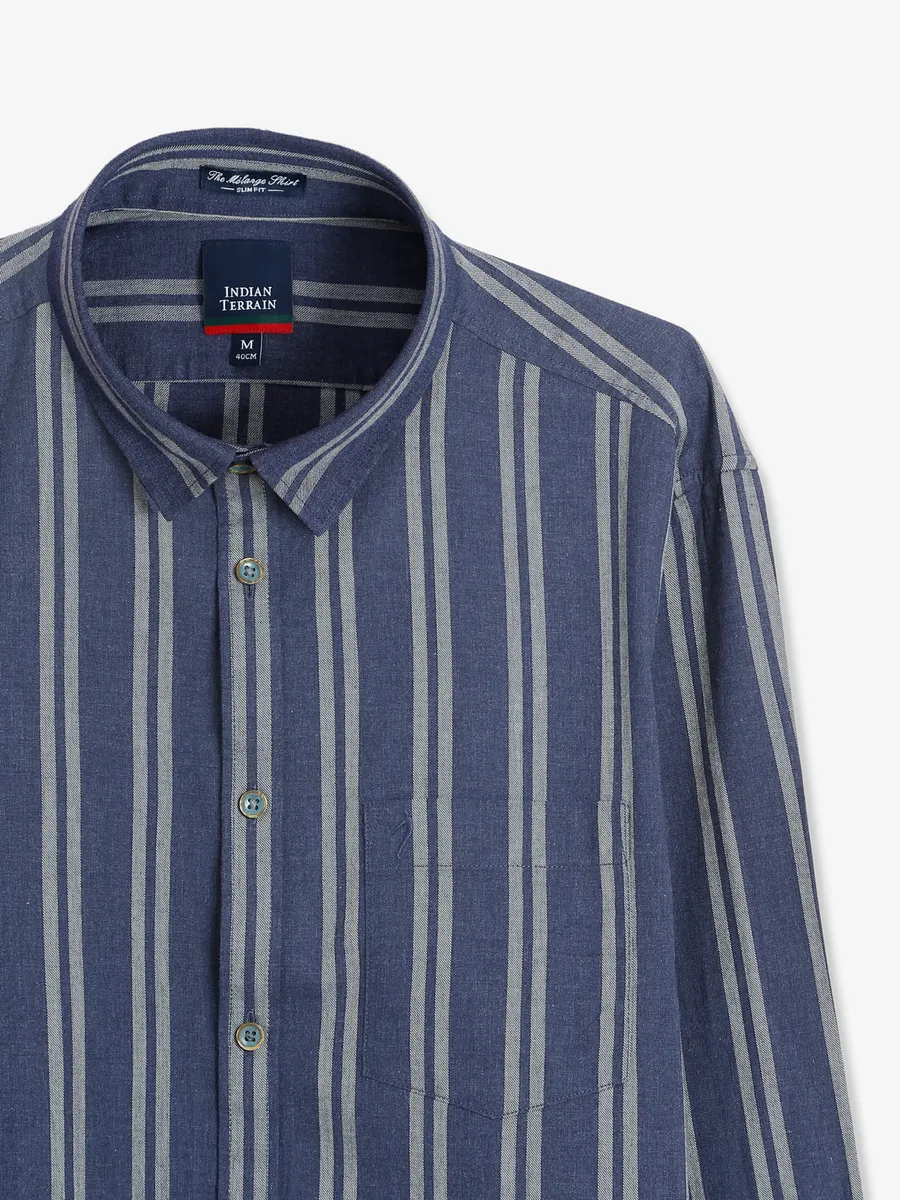 Indian Terrain cotton navy stripe shirt