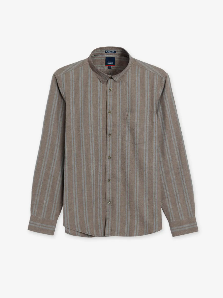 Indian Terrain fawn beige stripe shirt