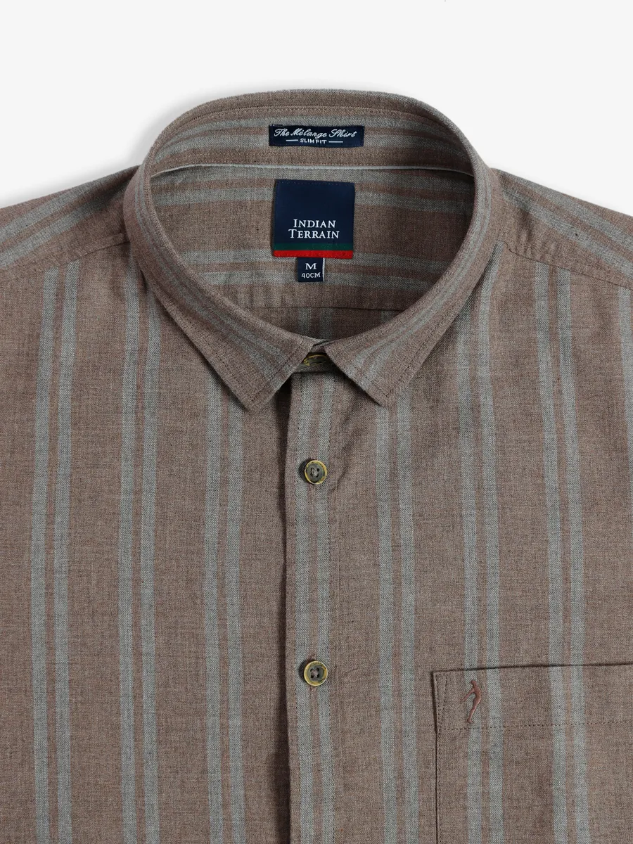 Indian Terrain fawn beige stripe shirt