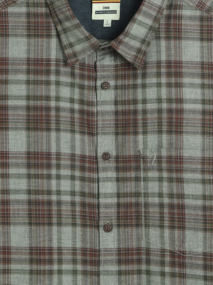 INDIAN TERRAIN grey cotton checks shirt