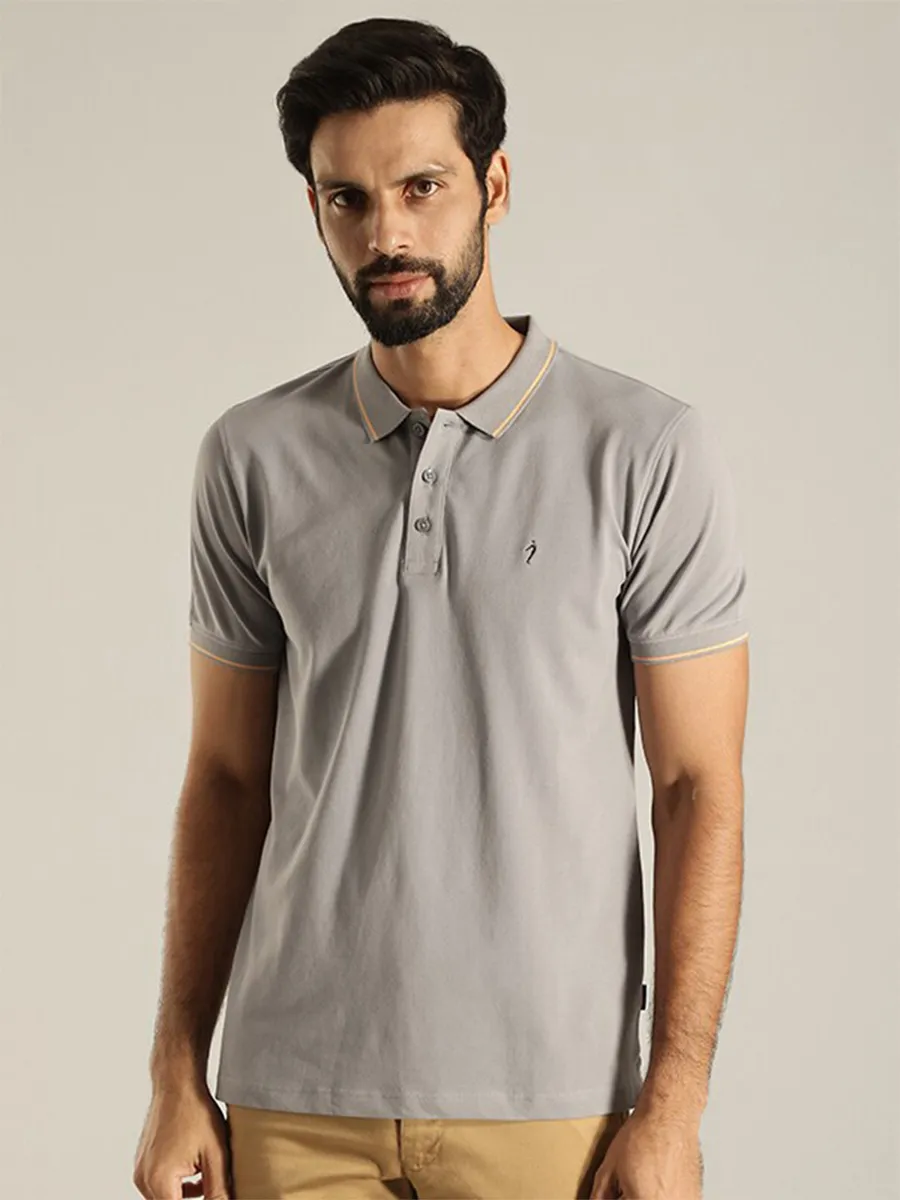 Indian Terrain grey cotton polo t shirt