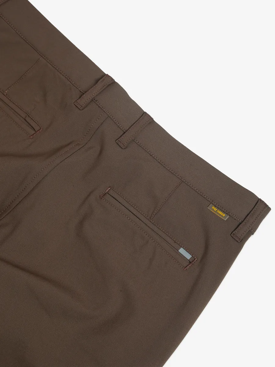 INDIAN TERRAIN khaki cotton solid trouser