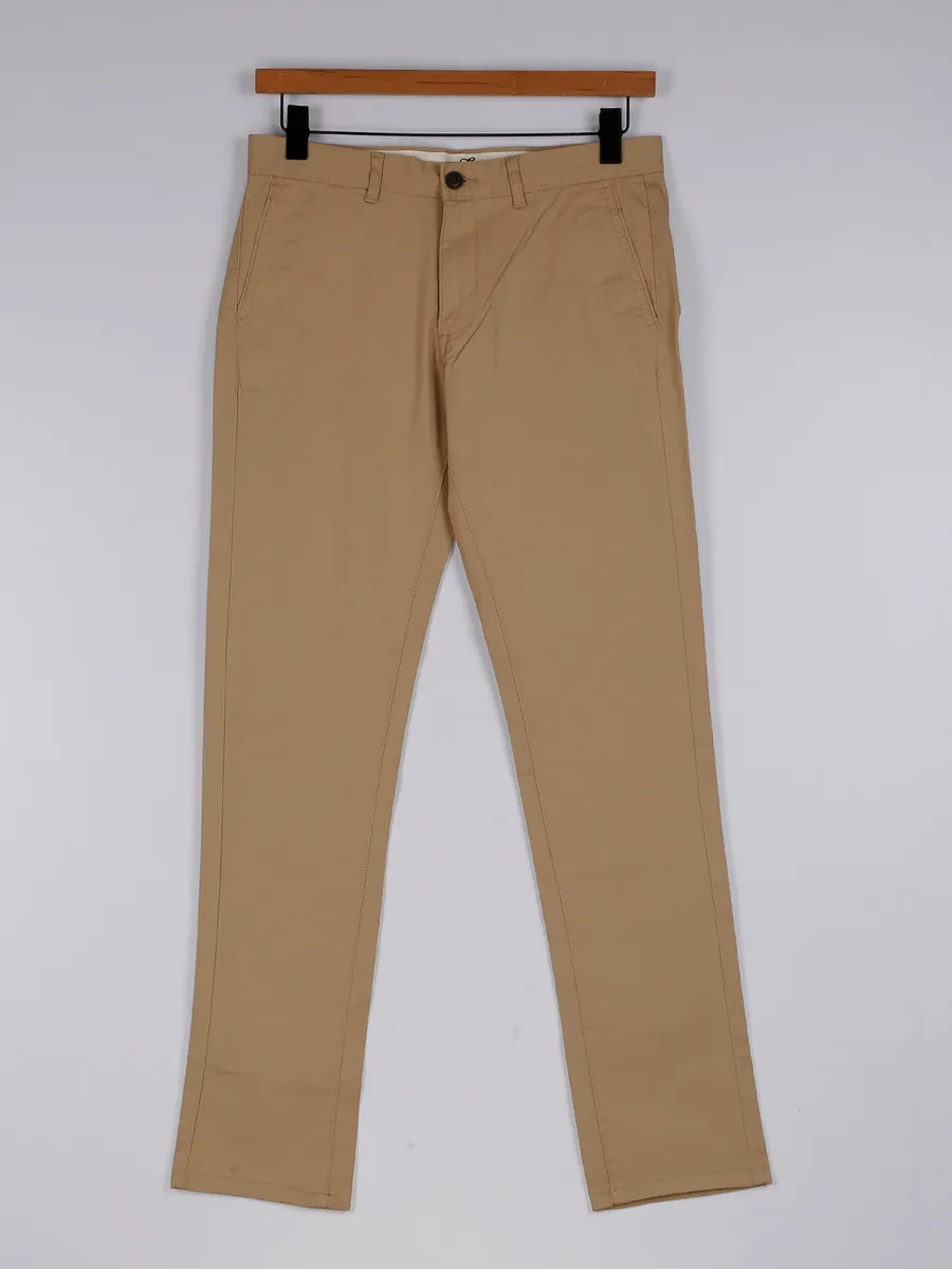 Indian Terrain khaki solid cotton trouser