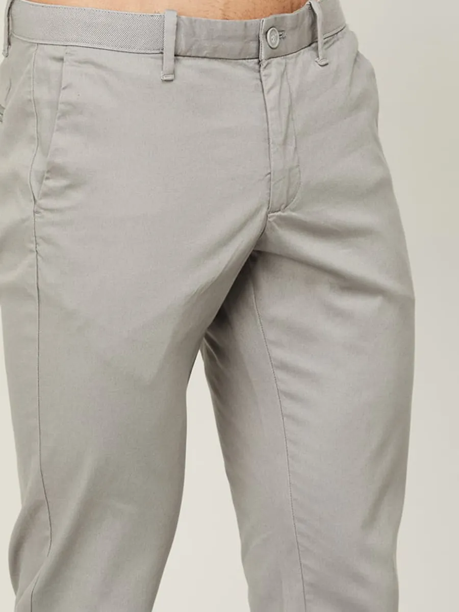Indian Terrain light grey cotton trouser in solid