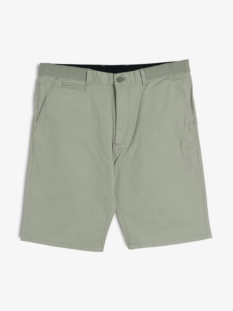 INDIAN TERRAIN light grey solid slim fit shorts