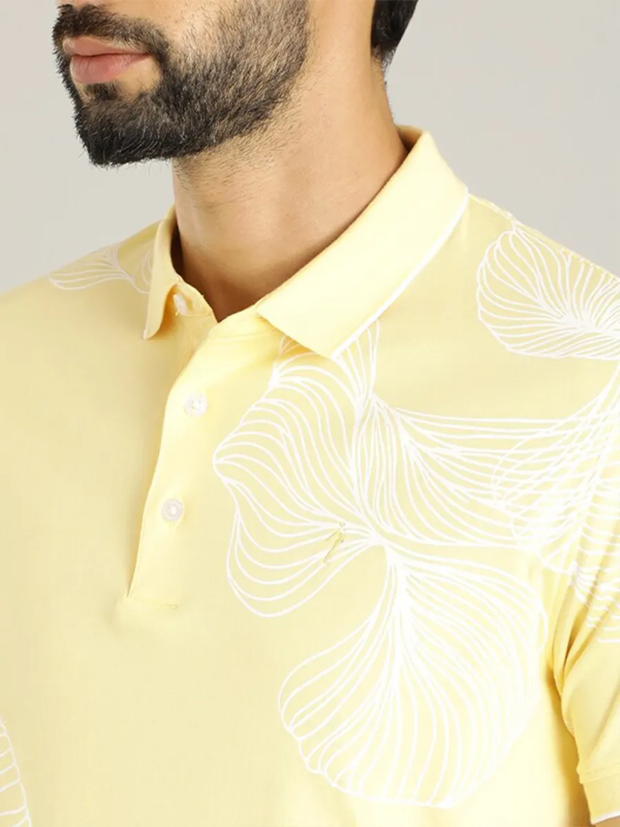 Indian Terrain light yellow cotton printed t shirt