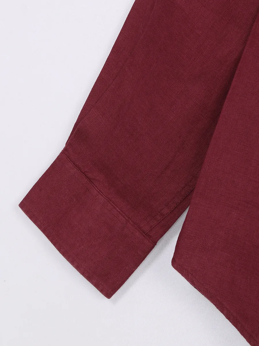 Indian Terrain maroon plain cotton shirt