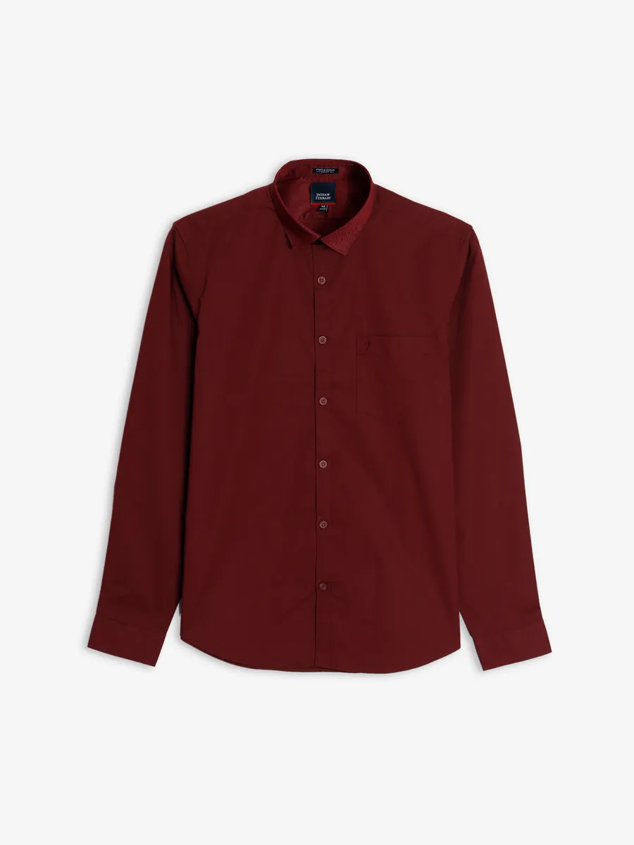 Indian Terrain maroon plain shirt