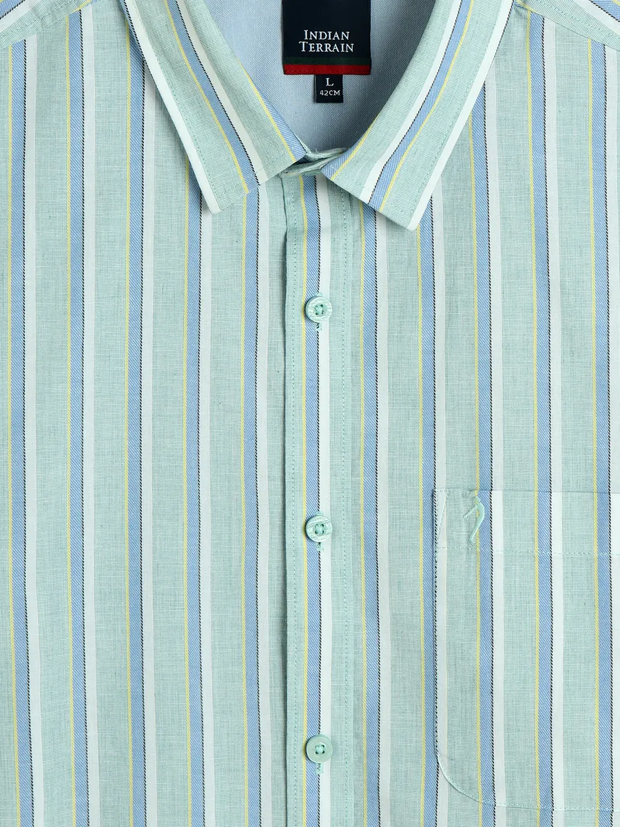 INDIAN TERRAIN mint green stripe shirt