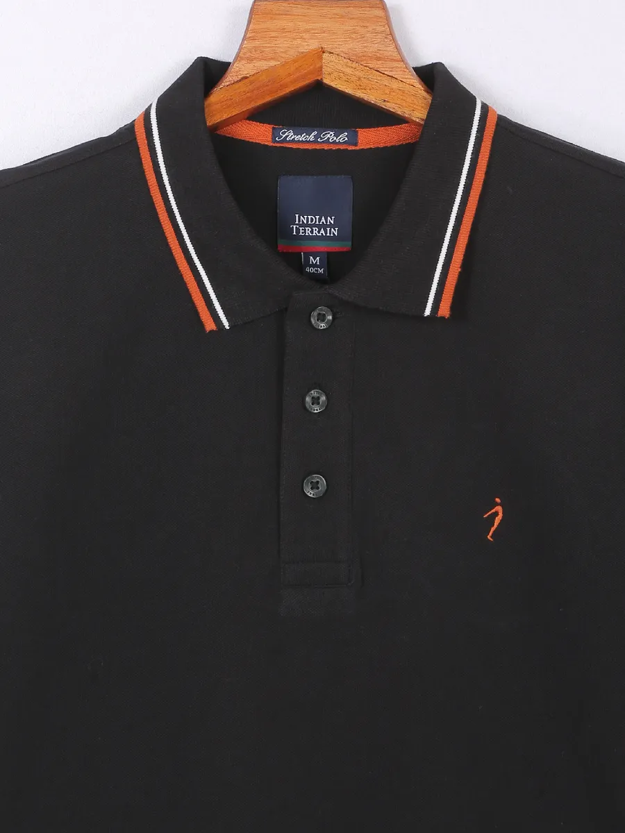 Indian Terrain plain black polo t shirt