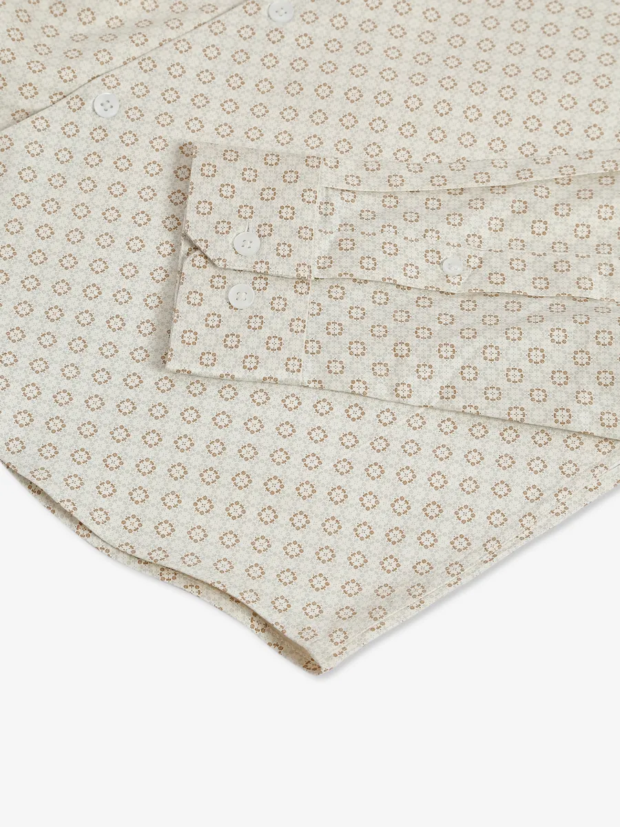 Indian Terrain printed cream cotton shirt