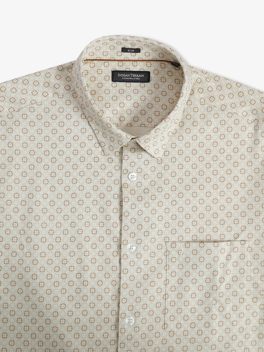 Indian Terrain printed cream cotton shirt