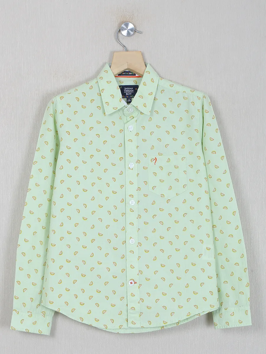 Indian Terrain printed lime green shirt