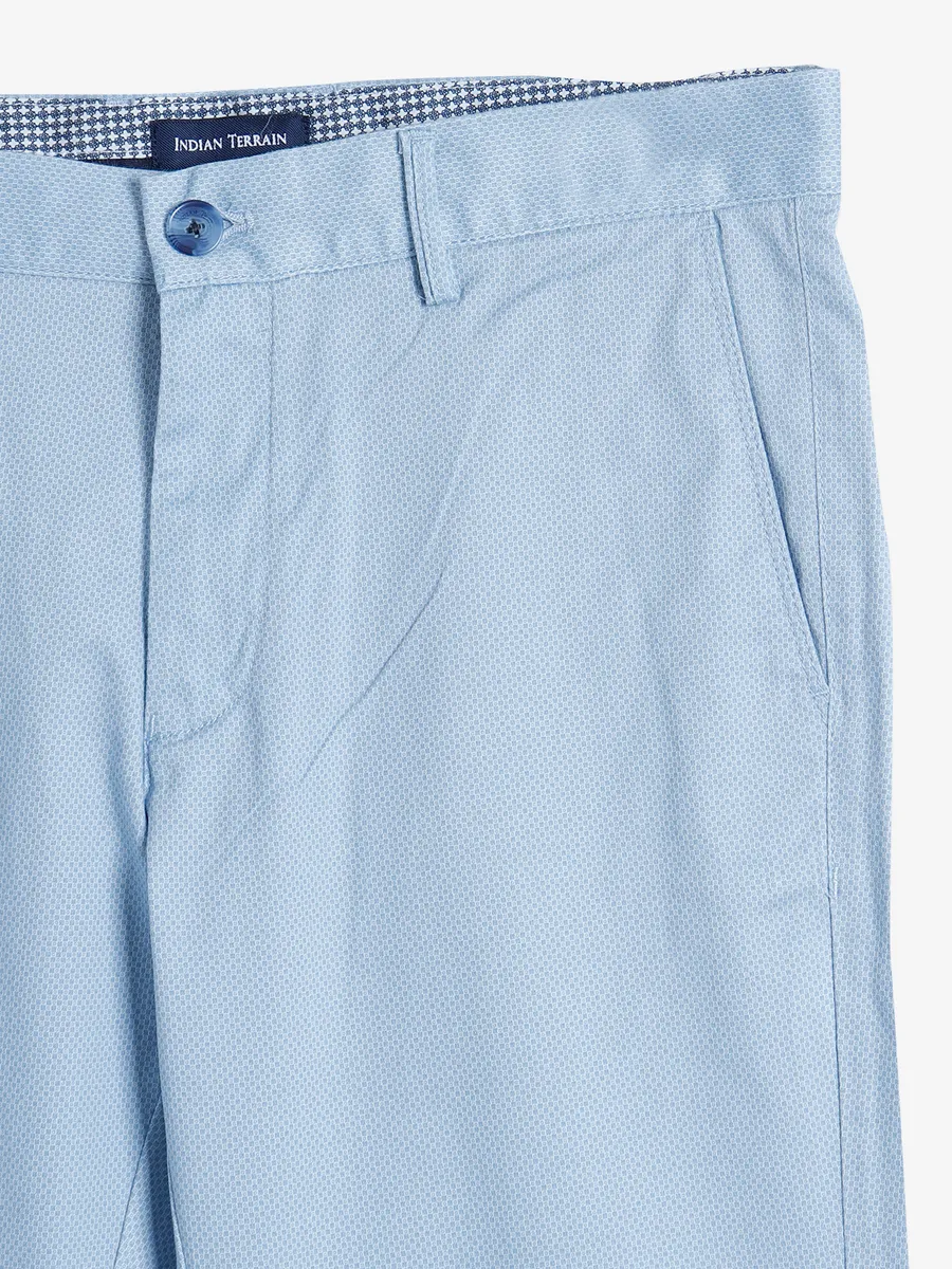 Indian Terrain sky blue cotton trouser in solid