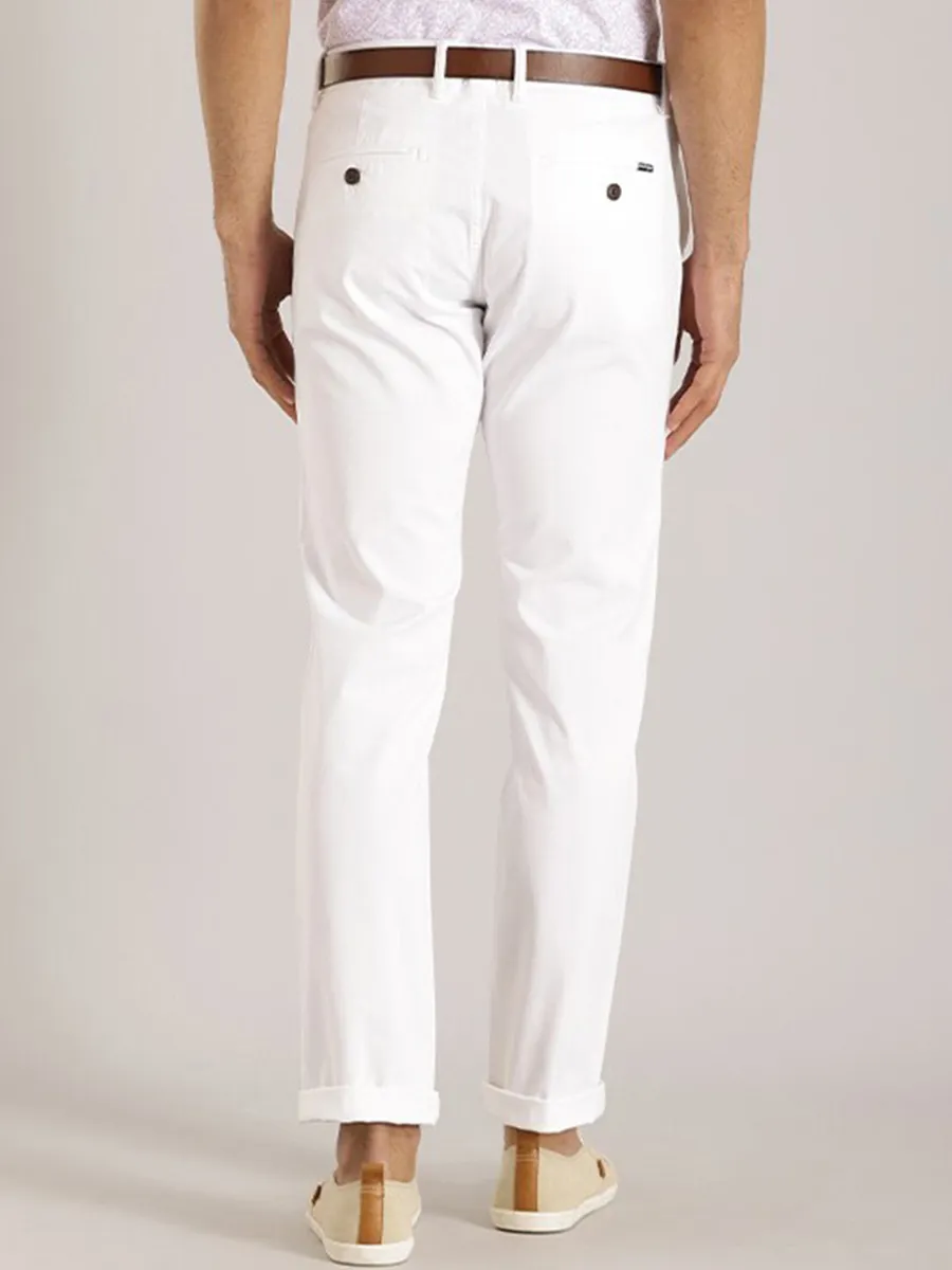 Indian Terrain solid cotton trouser in white