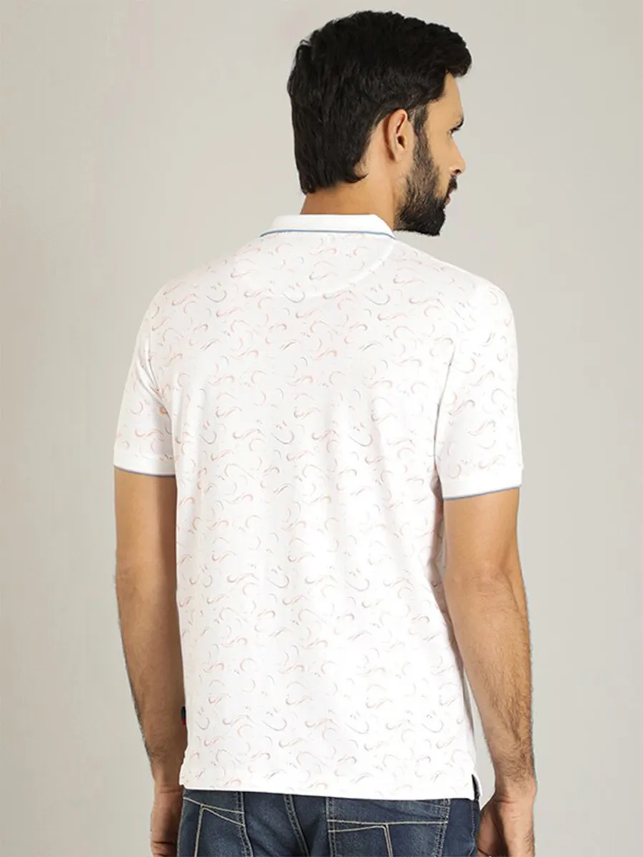 Indian Terrain white printed cotton t shirt