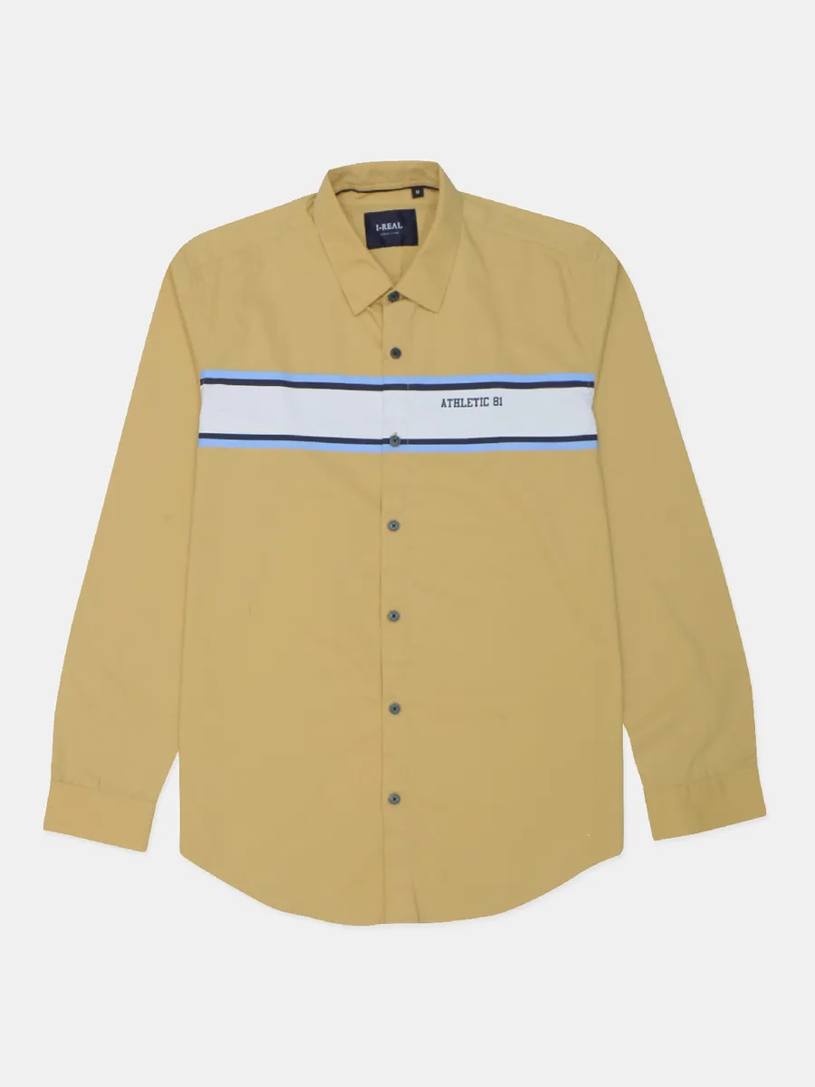 Ireal printed casaul wear shirt in mustard