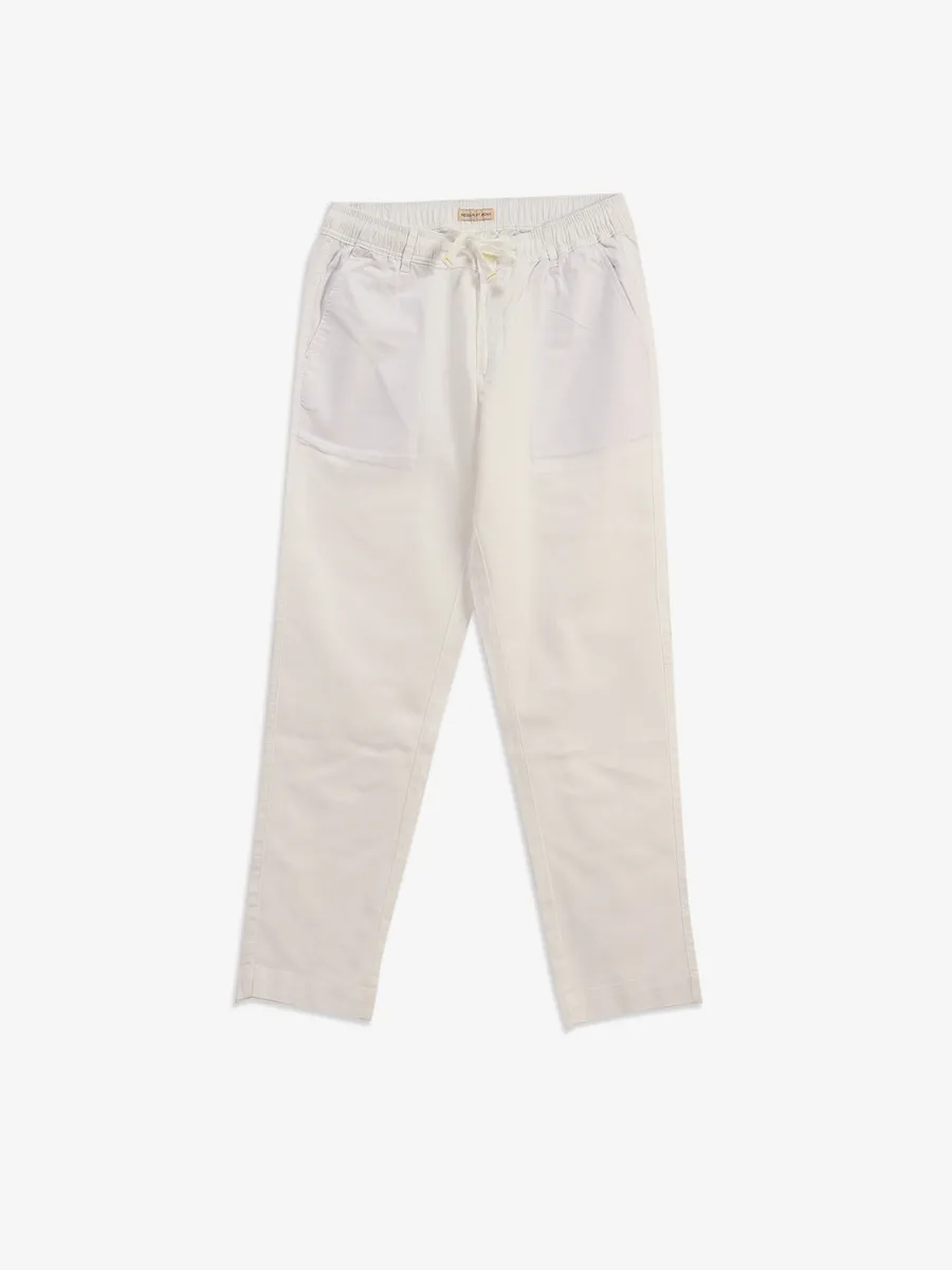 IRONY linen white solid track pant