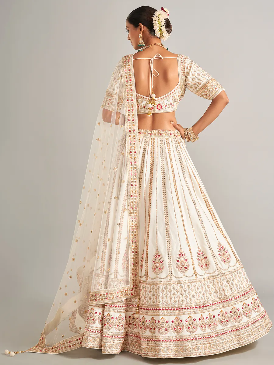 Ivory silk wedding style lehenga choli