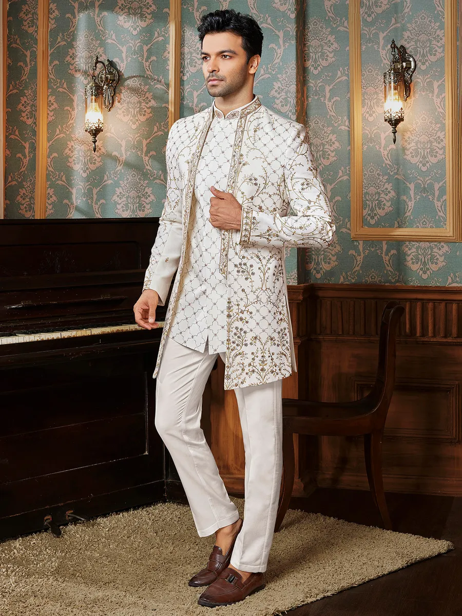 Designer Ivory Indo Western for Men
