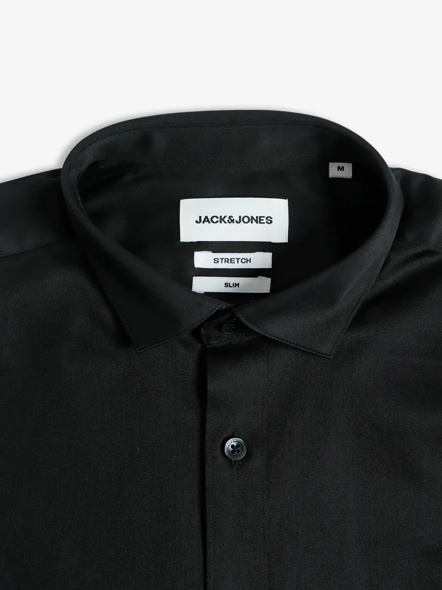 JACK&JONES black plain slim fit shirt