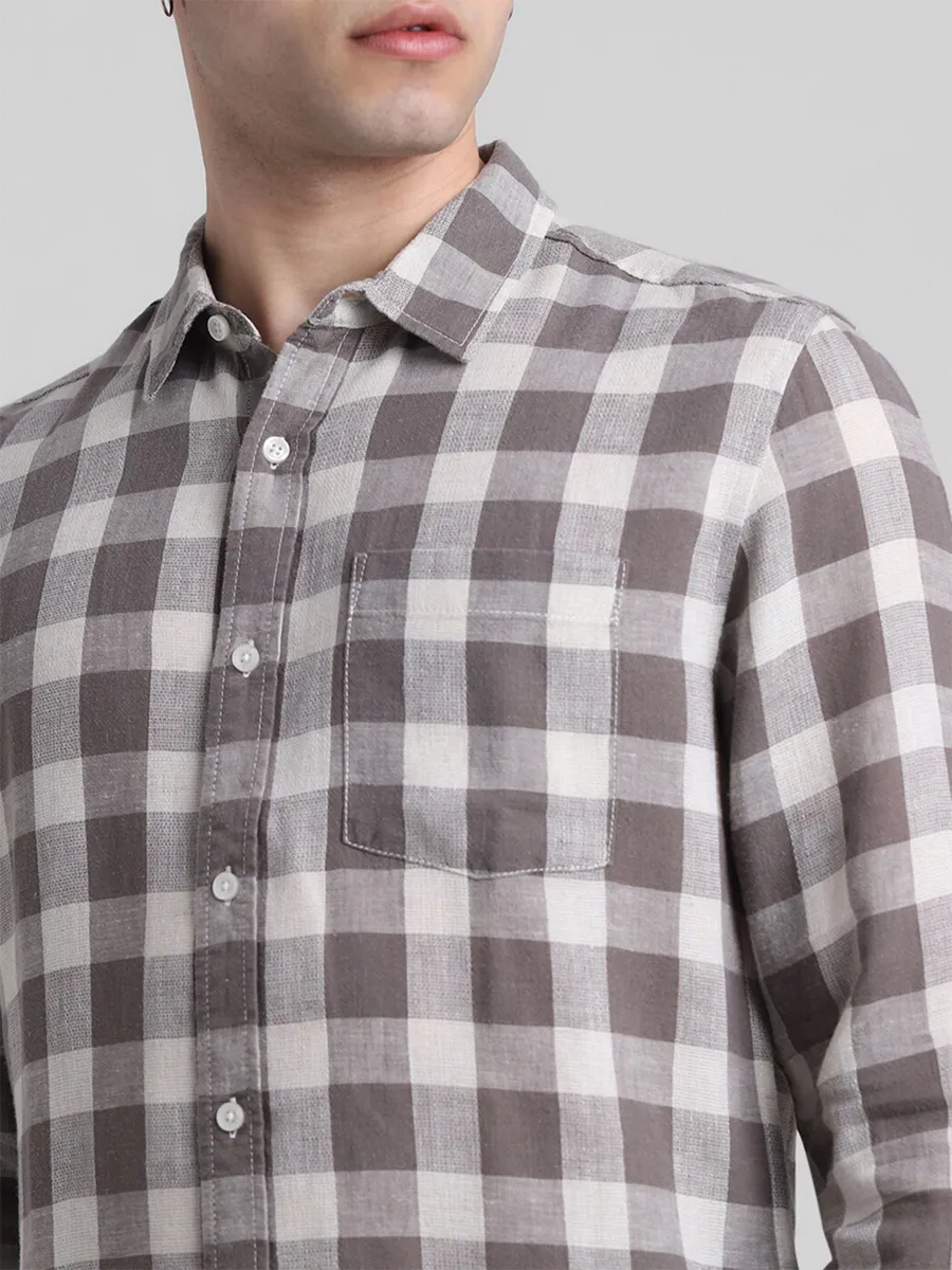 JACK&JONES brown checks cotton shirt