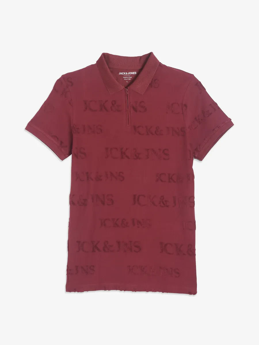 JACK&JONES maroon polo t-shirt