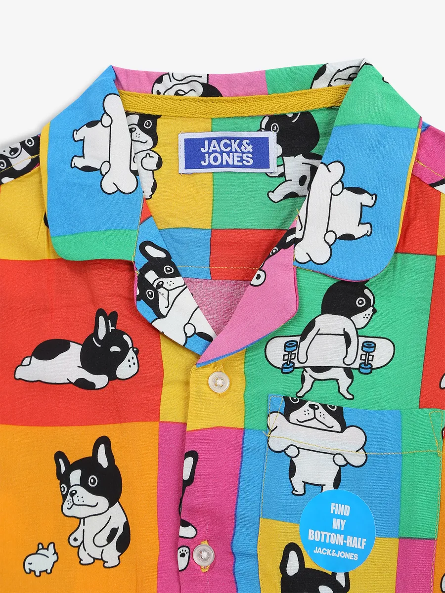 JACK&JONES multi color printed cotton casual shirt