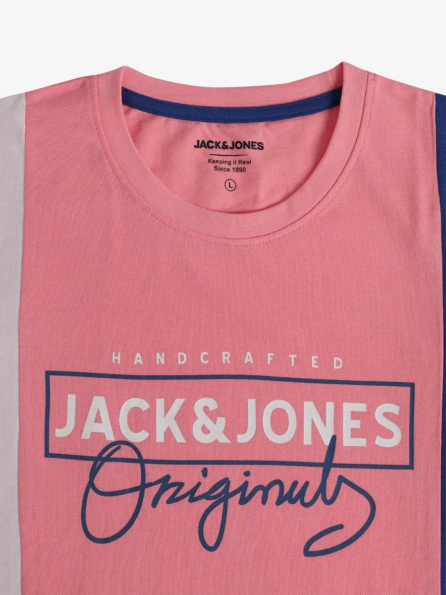 JACK&JONES peach color block t-shirt