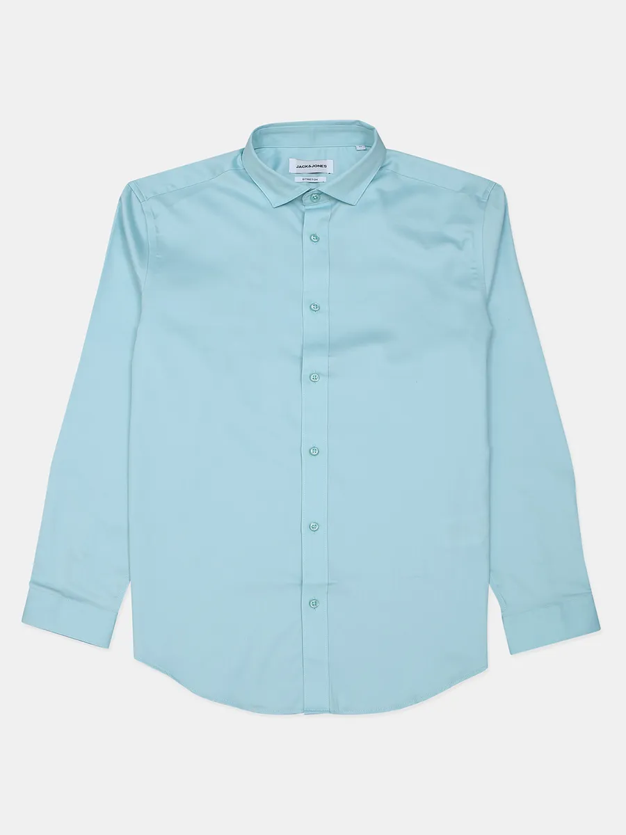 Jack&Jones plain casual wear sea blue shirt