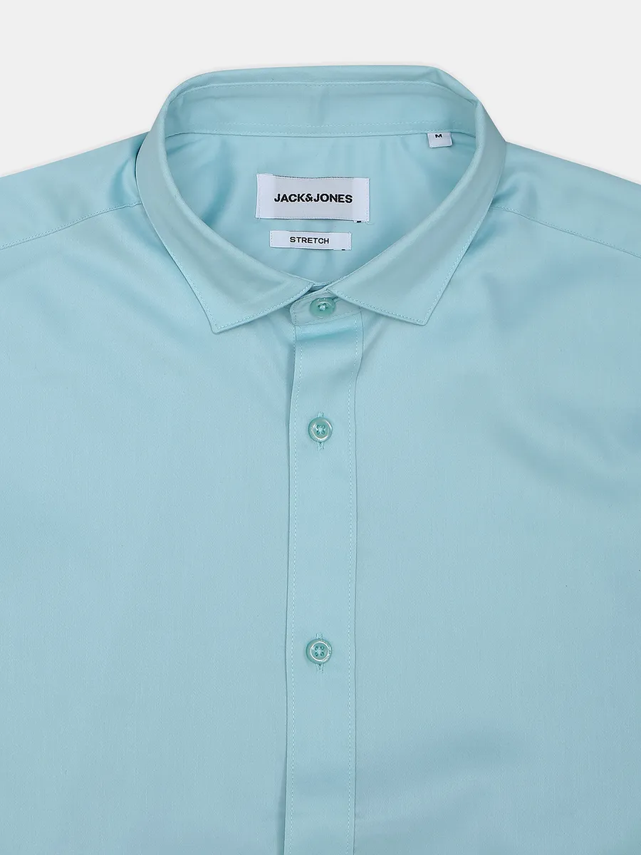 Jack&Jones plain casual wear sea blue shirt