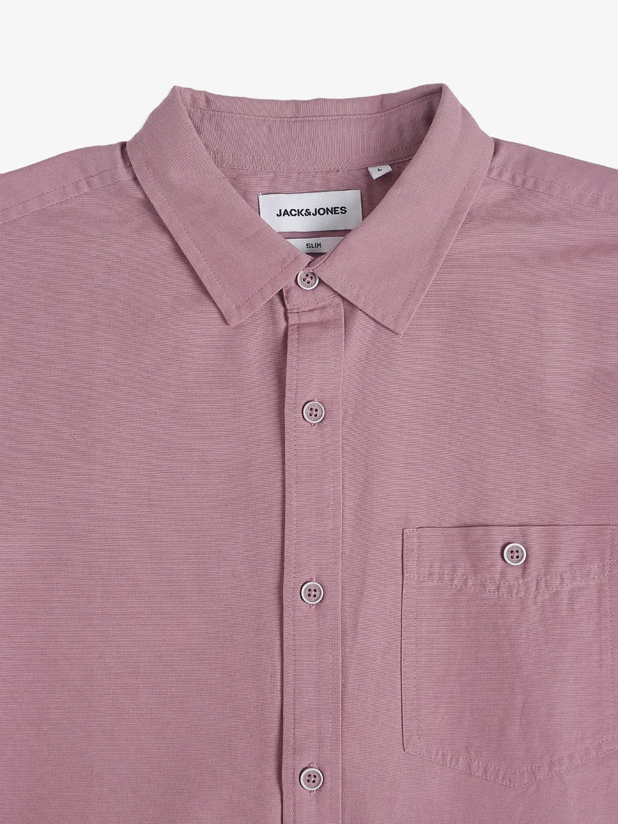 JACK&JONES plain pink slim fit shirt