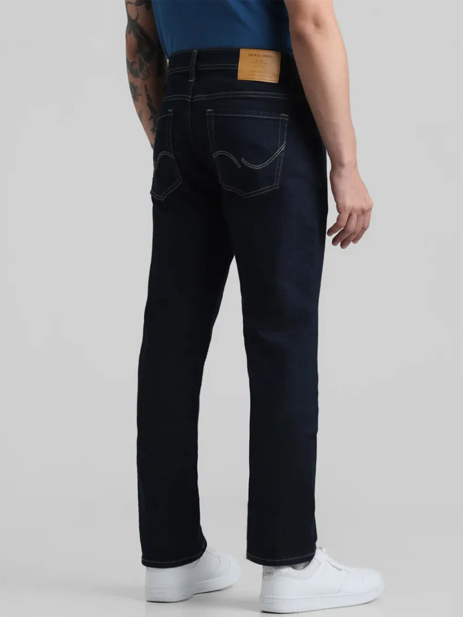 JACK&JONES solid black denim slim fit jeans for men