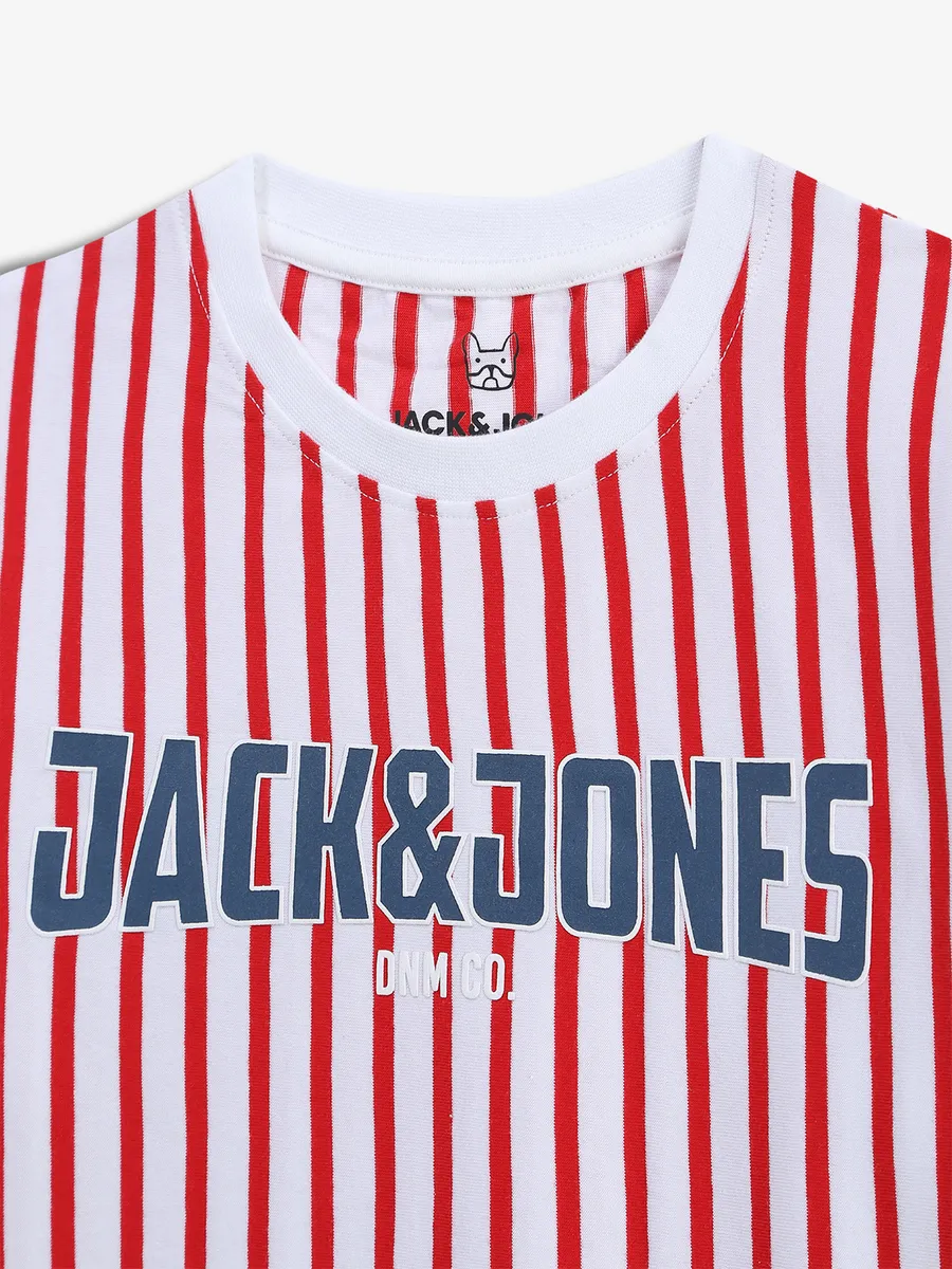 JACK&JONES white and red stripe t-shirt
