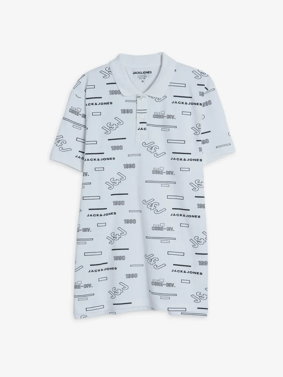 JACK&JONES white printed polo t shirt