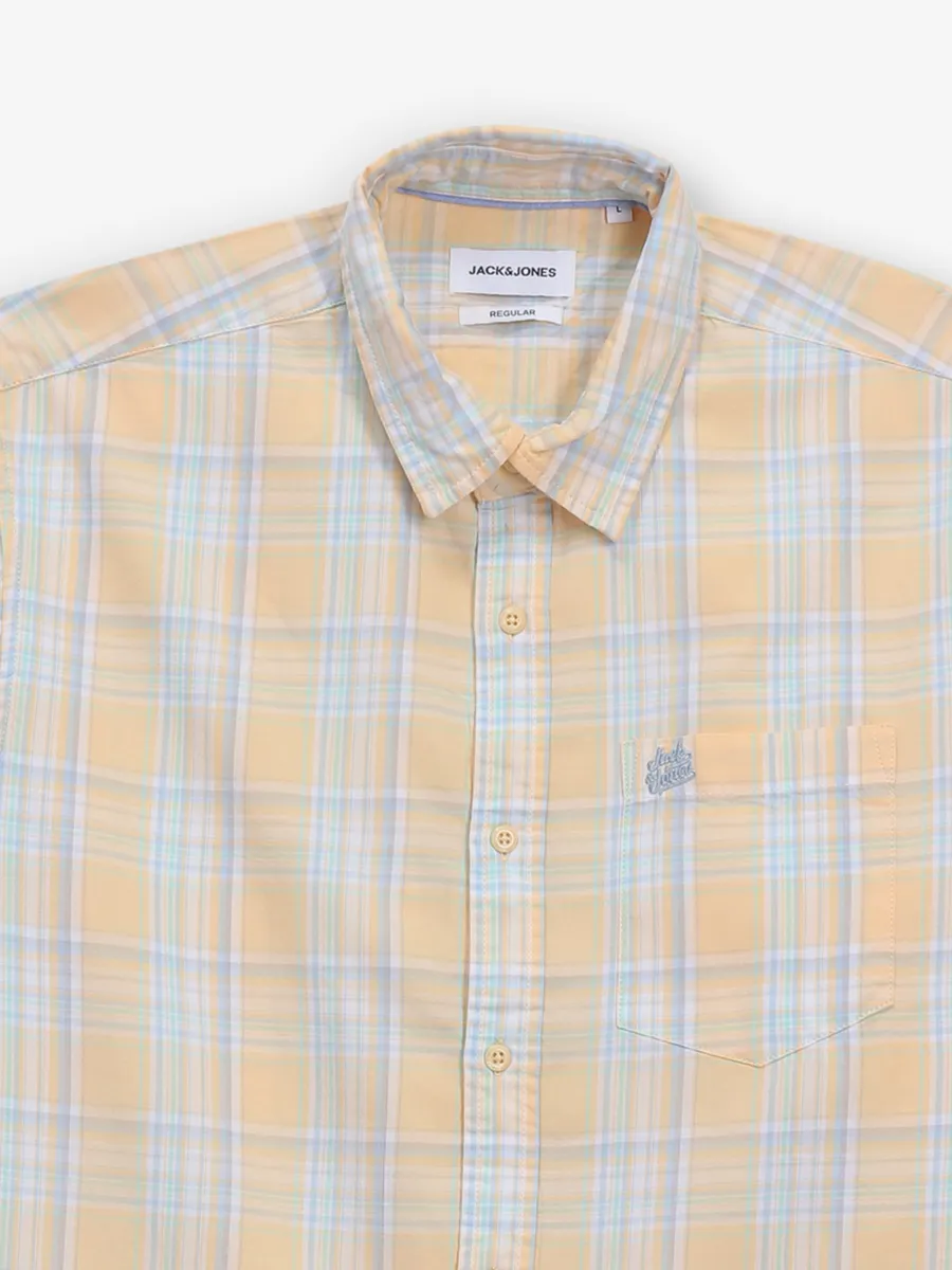 JACK&JONES yellow cotton shirt with checks