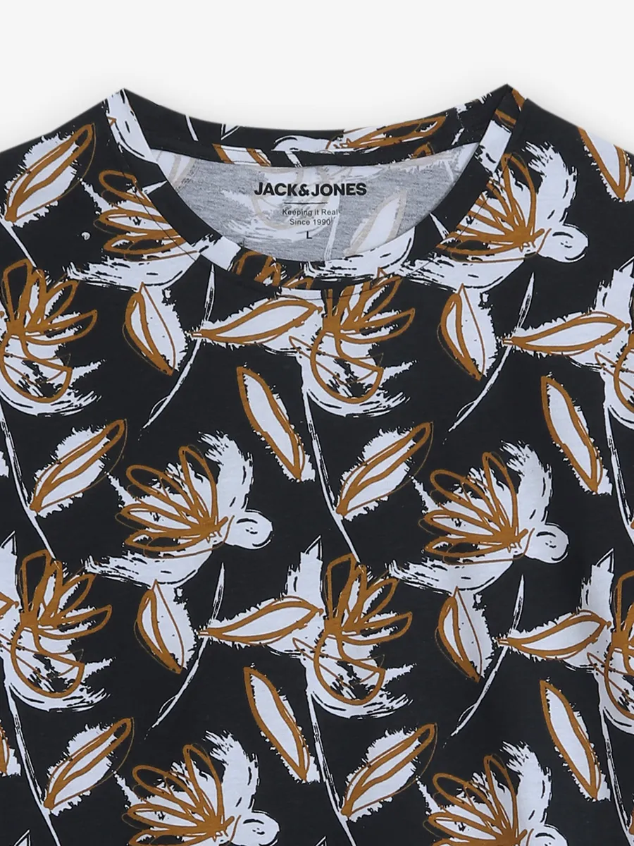 JACK & JONES black and white printed t-shirt