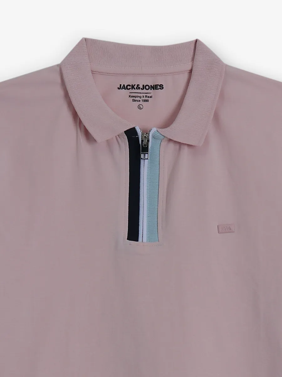 JACK & JONES plain pink cotton t-shirt