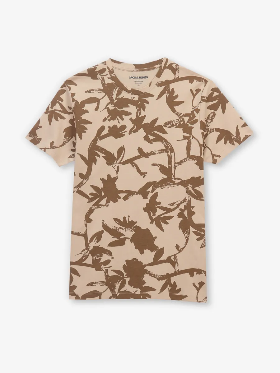 JACK & JONES printed peach cotton t-shirt