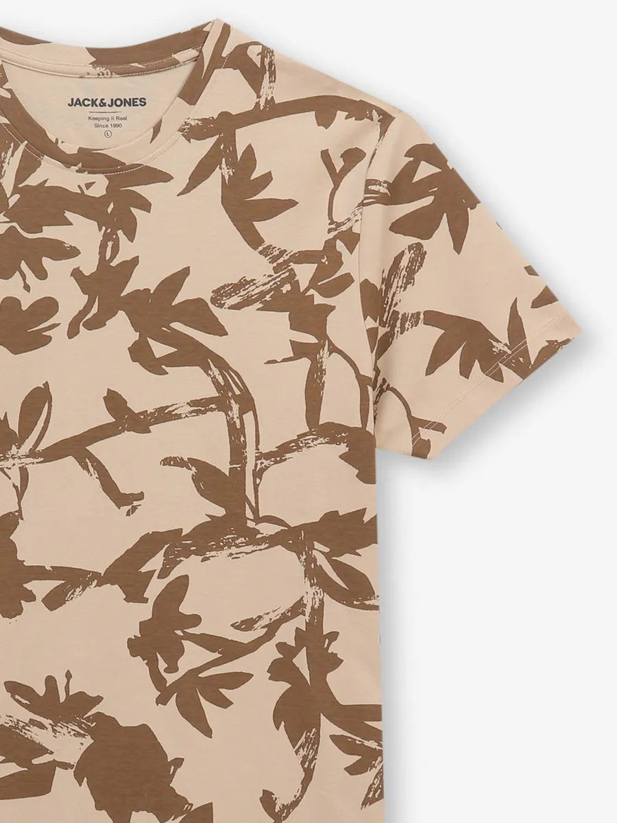 JACK & JONES printed peach cotton t-shirt