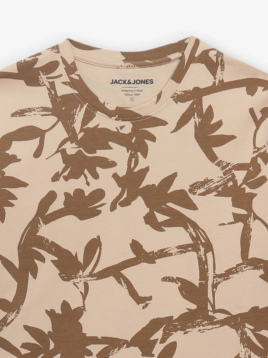 JACK & JONES printed peach cotton t-shirt