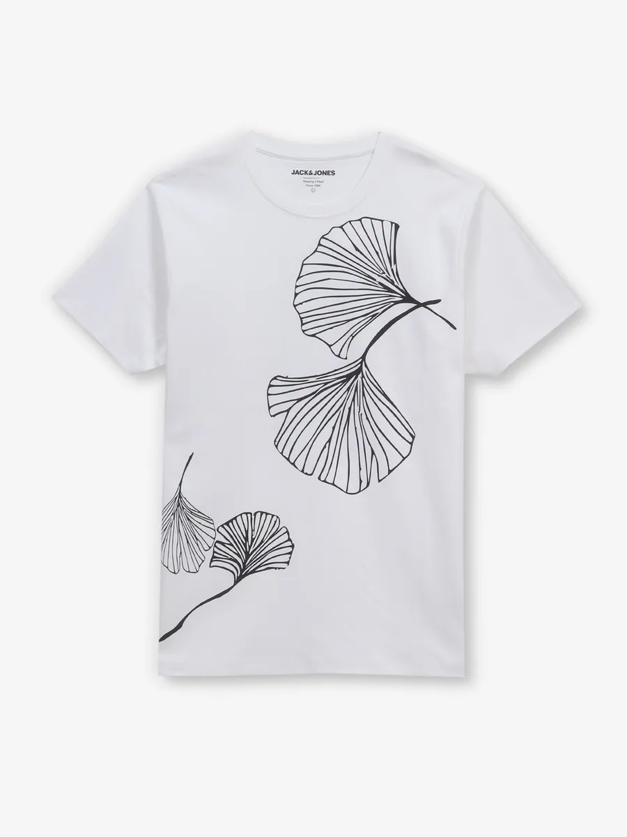 JACK & JONES white cotton t-shirt in printed