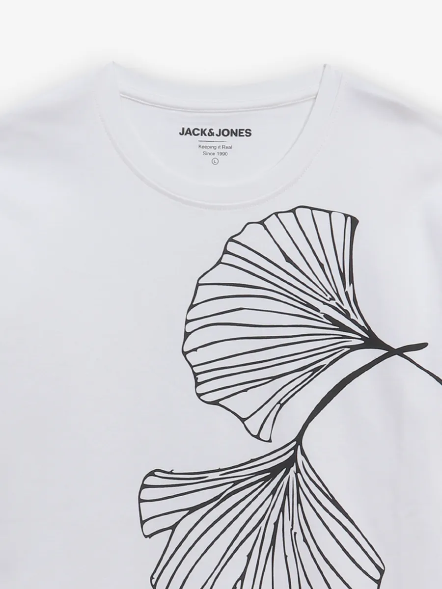 JACK & JONES white cotton t-shirt in printed