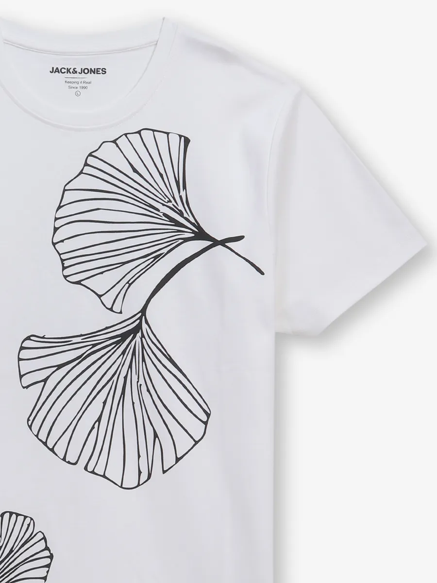 JACK & JONES white cotton t-shirt in printed