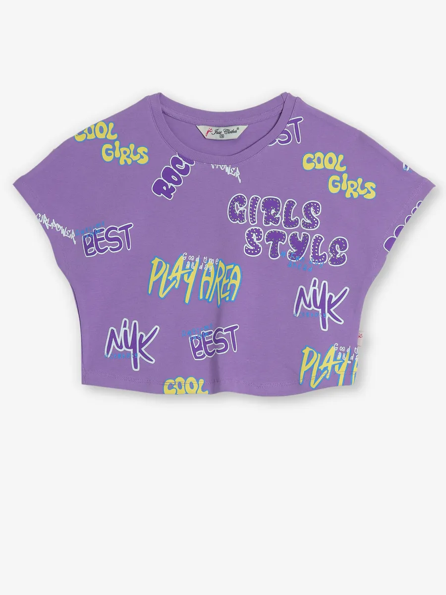 JUST CLOTHES cotton purple printed top