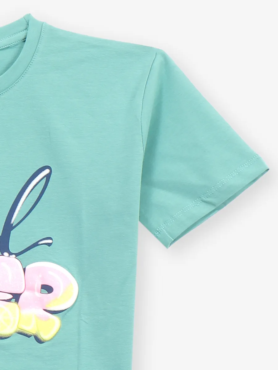 JUST CLOTHES mint green cotton crop top